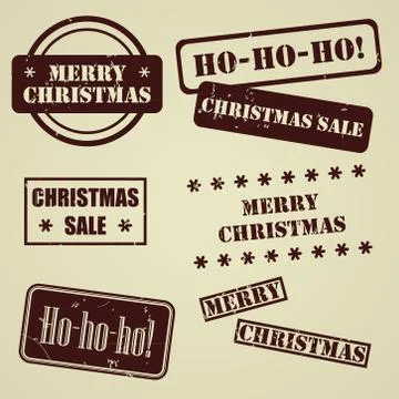 Set of stamps for Christmas holiday. Stock Illustration