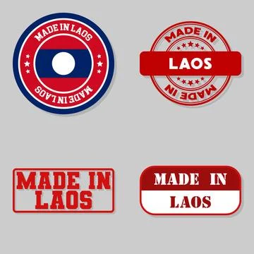 Set of stamps made in Laos Illustrazione stock