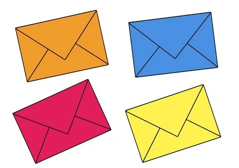 Set of standard multi-colored envelopes, blank layouts Stock Illustration
