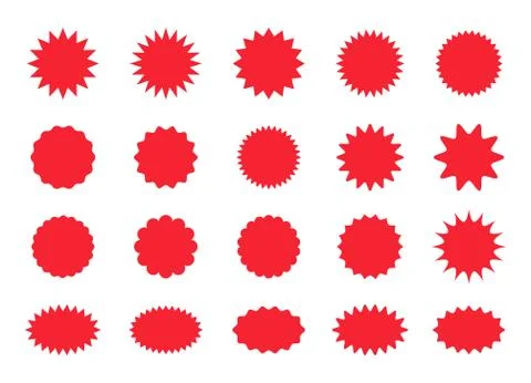 Set of star burst stickers. Vector starburst price tag icon. Set badge shape. Illustrazione stock