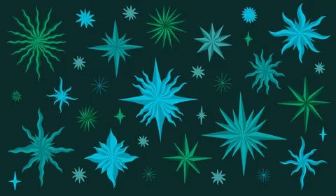 Set star celestial background. Drawing element collection flat cartoon. Space Stock Illustration