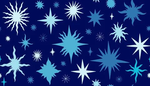 Set star celestial seamless pattern background. Drawing element collection flat Stock Illustration