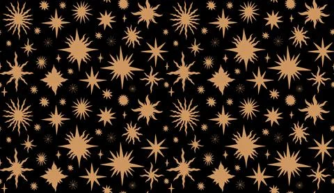Set star celestial seamless pattern background. Drawing element collection flat Stock Illustration