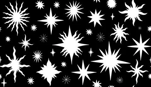 Set star celestial seamless pattern background. Drawing element collection flat イラスト素材