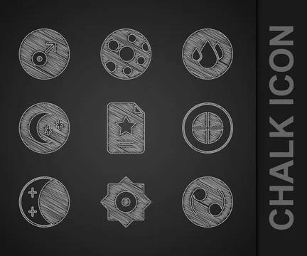 Set Star constellation zodiac, Falling star, Cancer, Earth globe, Eclipse o.. Illustrazione stock