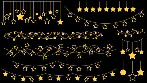 Set of star garlands with lights Ilustración de archivo