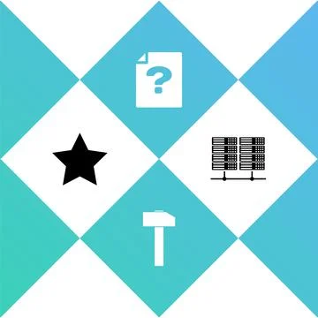 Set Star, Hammer, Unknown document and Server, Data, Web Hosting icon. Vector イラスト素材