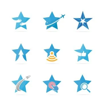 Set of star logo combination. Leader and celebrate symbol or icon. Unique Stock Illustration