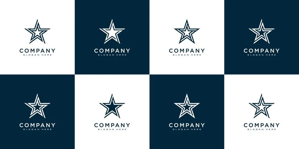 Set of star logo vector line style Stock Illustration