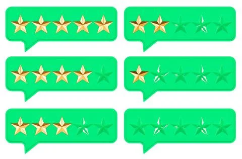 Set of star reviews. Speech Bubbles with feedback and rating, 3D rendering... Stock Photos