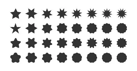 Set of star shapes. Polygonal elements. Black geometric design symbol. Sign.. Stock Illustration