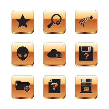 Set Star, Unknown directory, document, Cloud mail server, Alien and Falling star Stock Illustration
