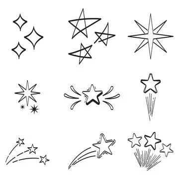 Set of star vector illustration hand drawn Stock Illustration