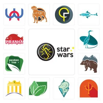 Set of star wars, psi, rams, stevia, banque, free bear, paraben free, heron,  Free Stock Illustration