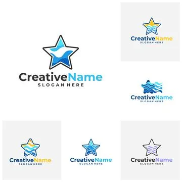 Set of Star water logo design vector template, Creative Star water waves lo.. Stock Illustration