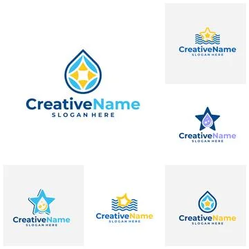Set of Star water logo design vector template, Creative Star water waves lo.. Stock Illustration