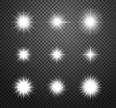 Set of stars and sparkles vector lights effects Stock Illustration