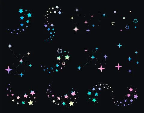 Set of stars on black background Illustrazione stock