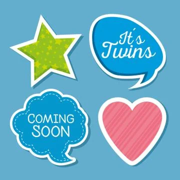 Set of stars with chat bubbles message and heart Stock Illustration
