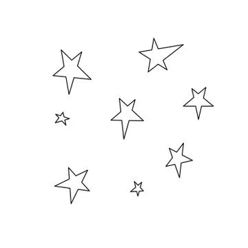 Set of stars. Design element, icon on the theme of UFO, space. Doodle vector  Stock Illustration