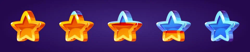 Set of stars, game elements from full to empty row 스톡 일러스트