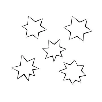 Set of stars icon. Design elements, clip arts on the theme of night sky, UFO, Stock Illustration