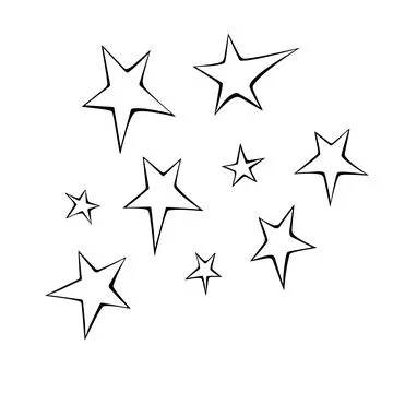 Set of stars icon. Design elements, clip arts on the theme of night sky, UFO, Stock Illustration