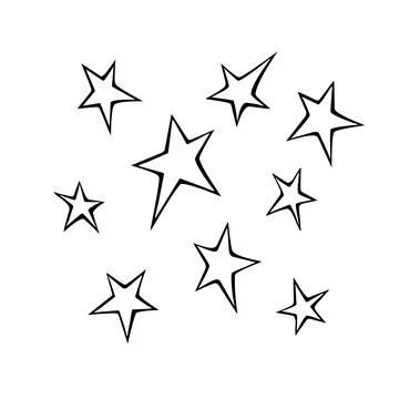 Set of stars icon. Design elements, clip arts on the theme of night sky, UF.. Stock Illustration