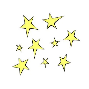Set of stars icon in doodle flat style. Simple color design elements, clip .. イラスト素材