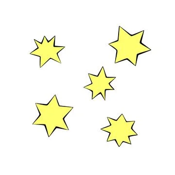 Set of stars icon in doodle flat style. Simple color design elements, clip .. 스톡 일러스트