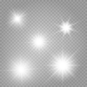 Set of stars  white  efect Stock Illustration