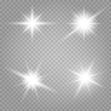Set of stars  white  efect Stock Illustration