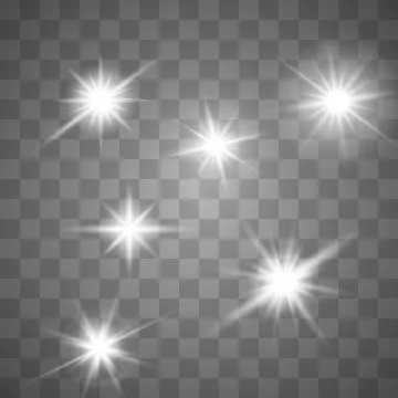 Set of stars  white  efect Illustrazione stock