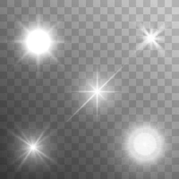 Set of stars  white  efect Illustrazione stock