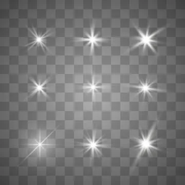 Set of stars  white  efect Illustrazione stock