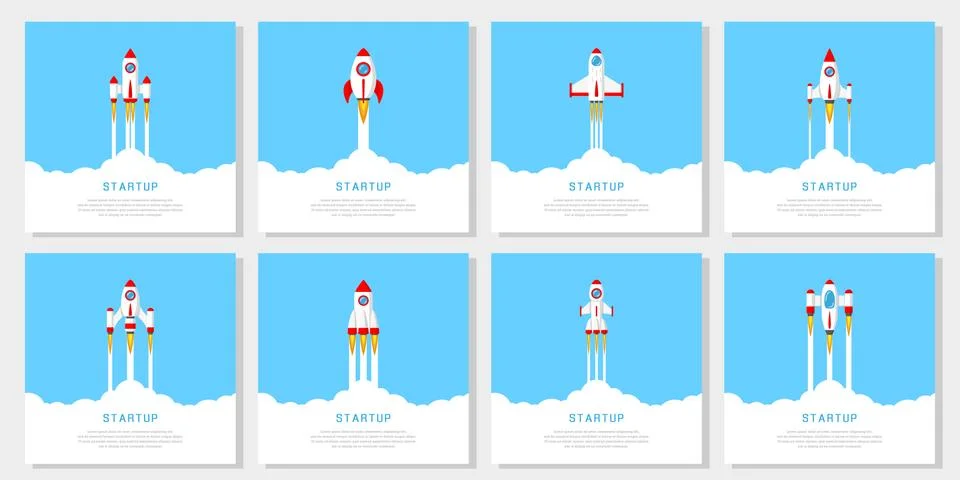 Set of startup banners Stock Illustration