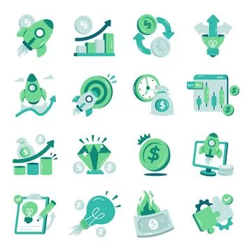 Set of Startup Flat Icons Stockillustratie
