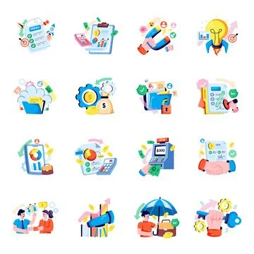 Set of Startup Flat Illustrations Stock Illustration