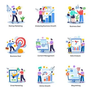 Set of Startup Flat Illustrations Stock Illustration