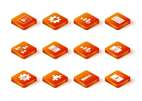 Set Startup project concept, Piece of puzzle, Project team base, Lighthouse.. Stock Illustration