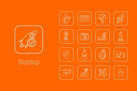 Set of startup simple icons 스톡 일러스트