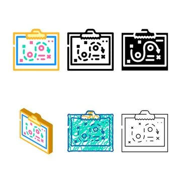 Set startup strategy board color icon vector Stock Illustration