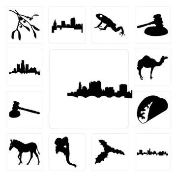 Set of state ohio outline on white background, texas mistletoe elephant head  Illustrazione stock gratuita