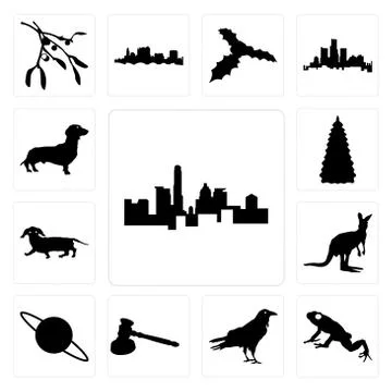 Set of state texas outline on white background, frog raven gavel saturn backg Illustrazione stock gratuita