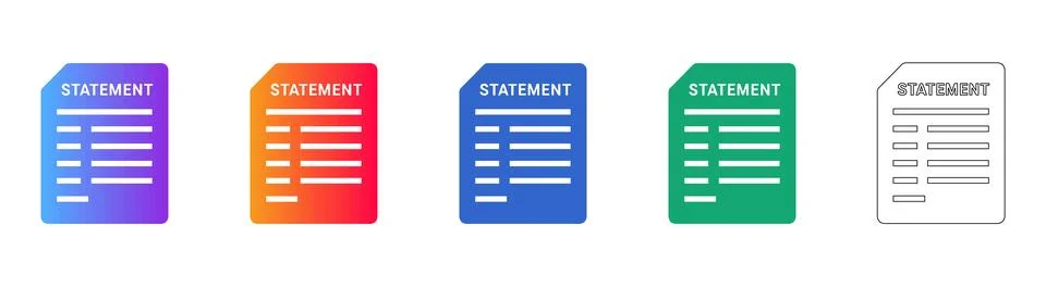 Set of Statement Document Icons in Multiple Styles 库存插图
