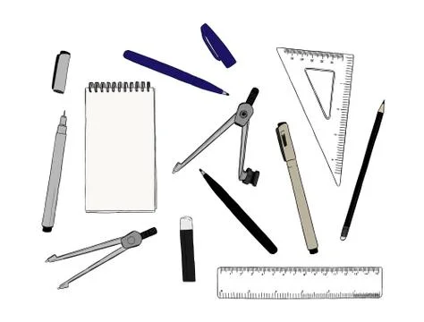 Set of stationary , hand draw element sketch vector. Stock Illustration