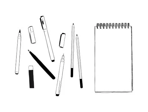Set of stationary , hand draw element sketch vector. Stock Illustration