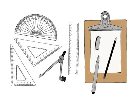 Set of stationary , hand draw element sketch vector. Stock Illustration