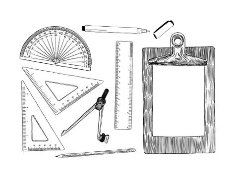 Set of stationary , hand draw element sketch vector. Stock Illustration