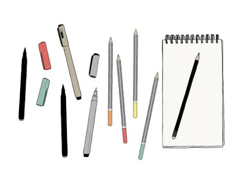 Set of stationary , hand draw element sketch vector. Stock Illustration
